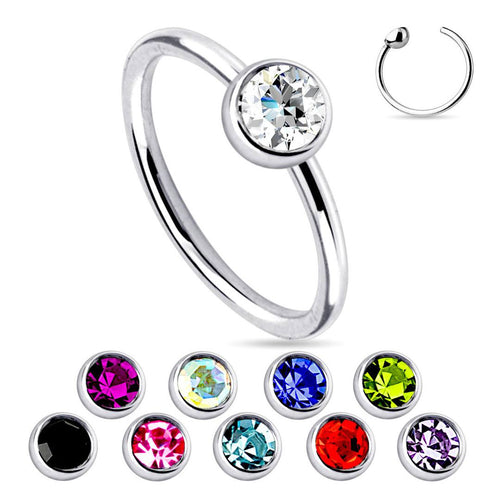 20g Stainless Fixed CZ Bead Ring