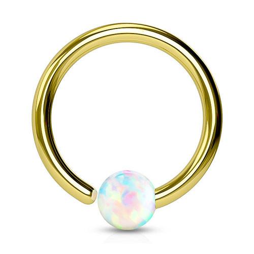 18g Gold Fixed Opal Bead Ring