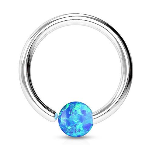 16g Stainless Fixed Opal Bead Ring