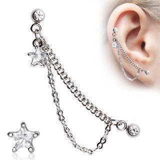 Handmade 20g 16g Rectangle helix double chain cartilage ear studs 316l  surgical steel 2 Bars Chain Helix cartilage earring  Hi Unni