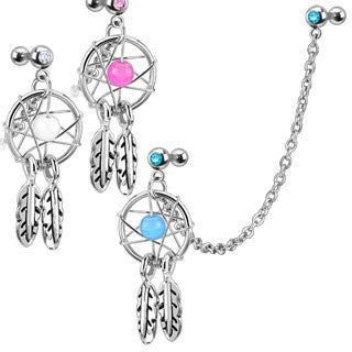 16g Cartilage Chain & Dream Catcher Dangle