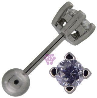 Clear CZ Round Cartilage Barbell