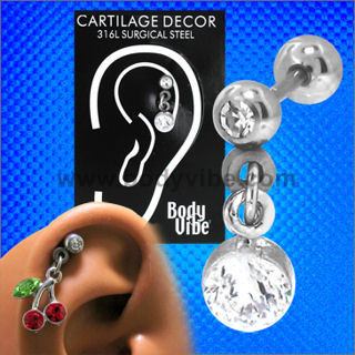 18g CZ Gem Cartilage Dangle