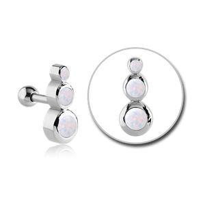 Triple Opal Stainless Cartilage Barbell