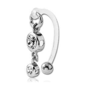 14g Bioflex Barbell w/ Double CZ Dangle