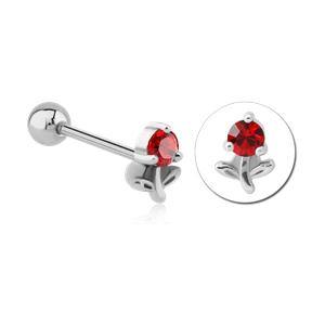 CZ Flower Stainless Tongue Barbell