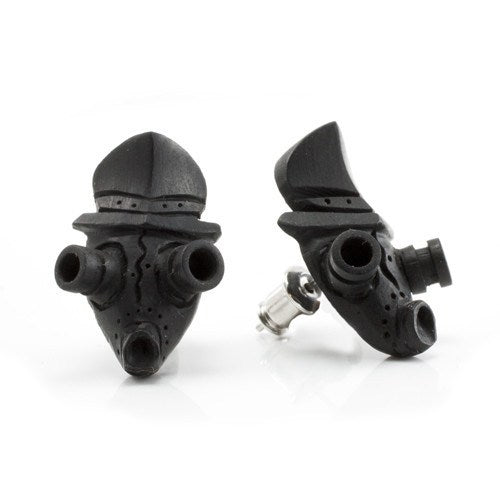 Gas Mask Stud Earrings by Urban Star Organics