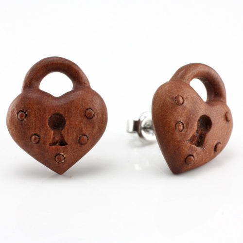 Heart Lock Stud Earrings by Urban Star Organics