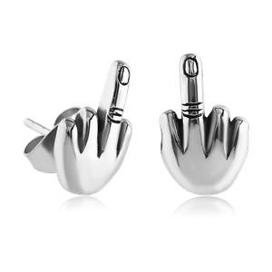 Middle Finger Stainless Stud Earrings