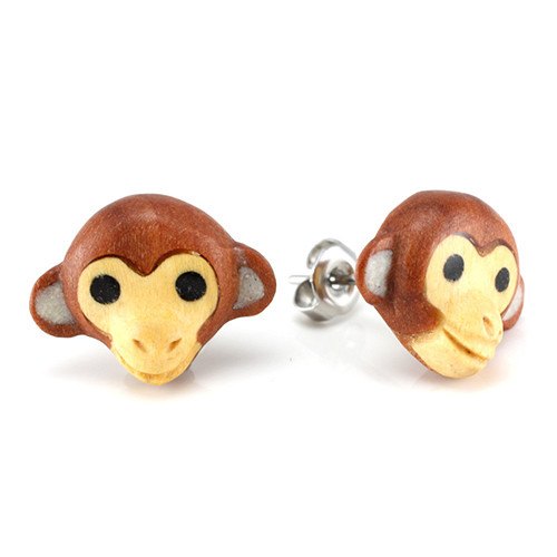 Monkey Moji Stud Earrings by Urban Star Organics