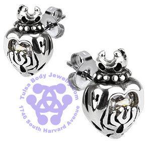 Sacred Heart Stainless Stud Earrings