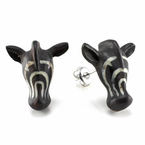 Zebra Moji Stud Earrings by Urban Star Organics
