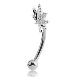 Cannabis Leaf Stainless Eyebrow Barbell