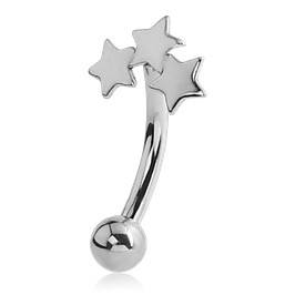 Three Star Stainless Eyebrow Barbell