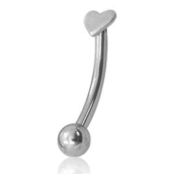 Tiny Heart Stainless Eyebrow Barbell