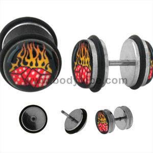 Flaming Dice Fake Plugs