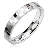Stainless Checker Engraved Ring