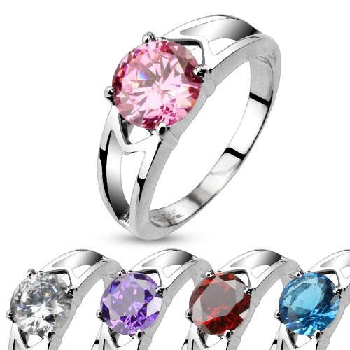 Stainless CZ Prong-set Hollow Ring