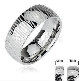 Stainless Engraved Zebra Pattern Ring
