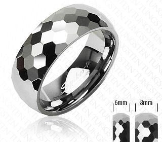 Tungsten Honey Comb Multi-Faceted Ring