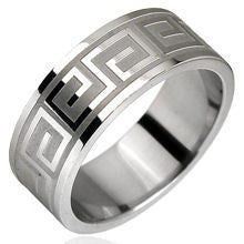 Stainless Maze Pattern Ring