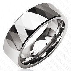 Tungsten Multi-Faceted Prism Ring