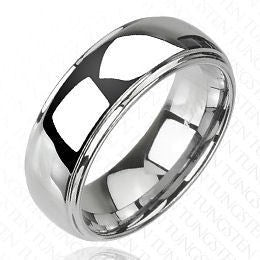 Tungsten Shiny Finish Two-Tier Ring