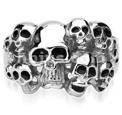 Stainless Ten Skull Stacked Ring