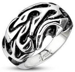 Stainless Tribal Flame Wave Ring