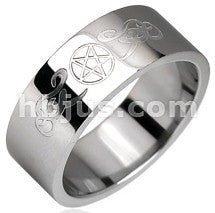 Stainless Tribal Pentagram Ring