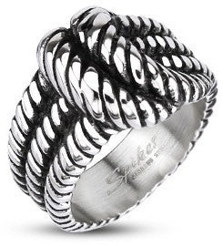 Stainless Triple Deux Rope Knot Ring