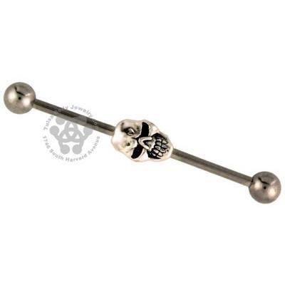14g Angry Skull Industrial Barbell