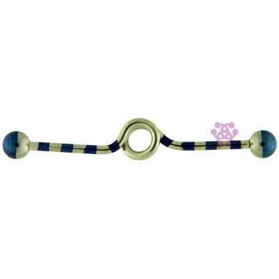 14g Blue Stripe Looped Industrial Barbell