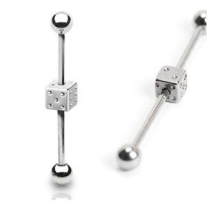 14g Dice Stainless Industrial Barbell