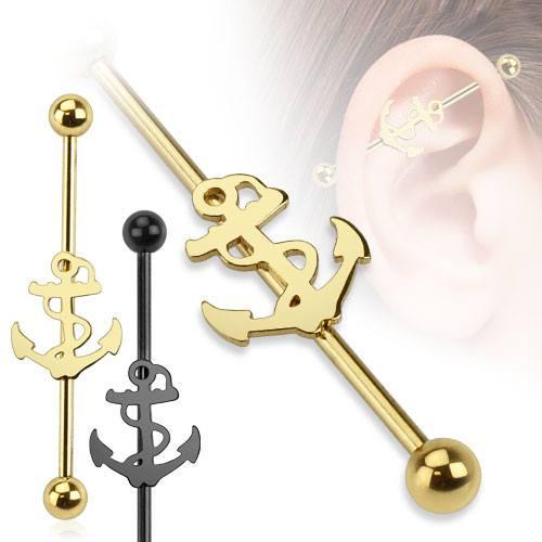 14g Nautical Anchor Industrial Barbell