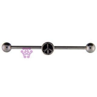 14g Peace Sign Industrial Barbell