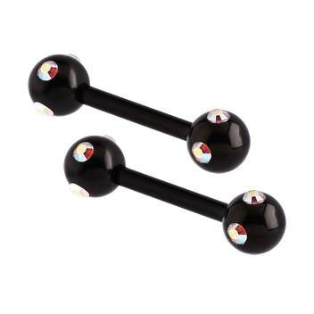 Multi-CZ Black Nipple Barbells