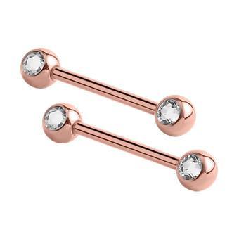 Rose Gold CZ Nipple Barbells | Tulsa 