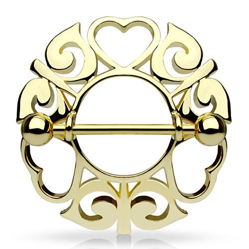 Gold Tribal Hearts Nipple Shields