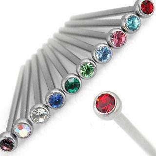 Unbent Stainless CZ Nose Stud
