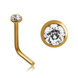 Bezel CZ Gold L-Bend Nose Stud