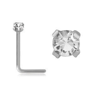 Prong CZ Stainless L-Bend Nose Stud