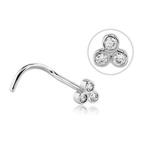 Trinity CZ Bezel Stainless Nostril Screw