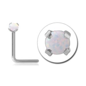 Prong Opal Stainless L-Bend Nose Stud