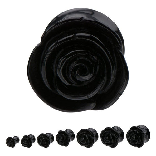 Black Acrylic Rose Plugs