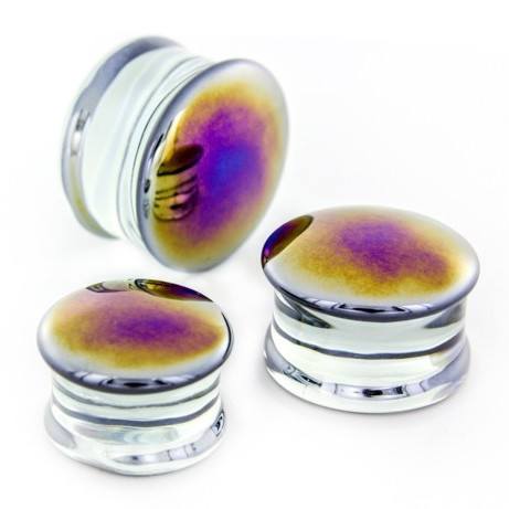 Black Oil Slick Glass Plugs