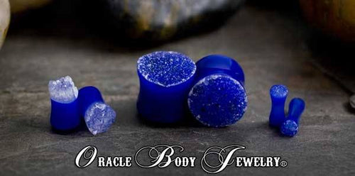 Blue Agate Geode Plugs by Oracle Body Jewelry