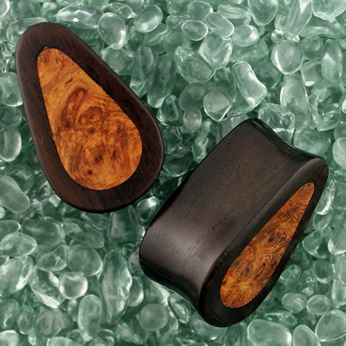 Dark Raintree & Burr Yew Teardrop Plugs by Siam Organics