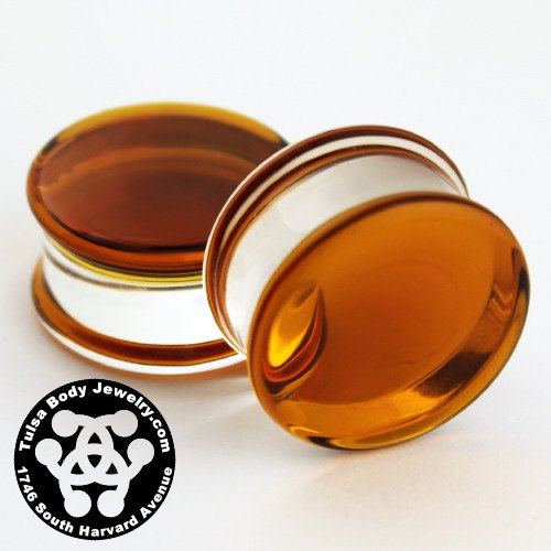 Amber Double Flare Plugs by Glasswear Studios