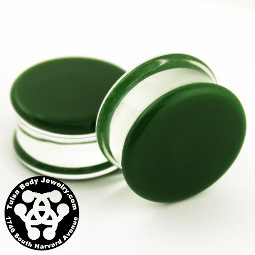 Green Double Flare Plugs by Glasswear Studios